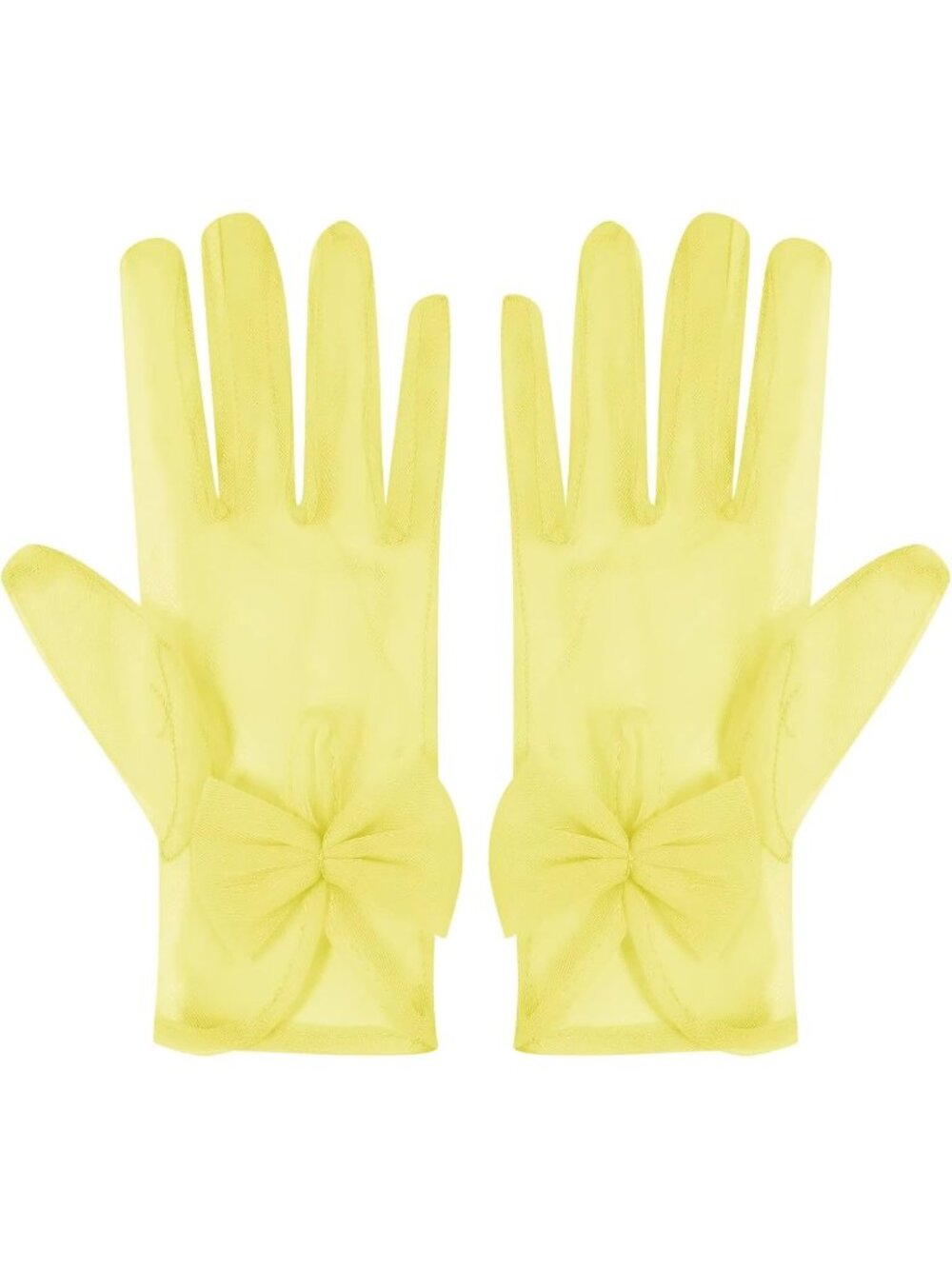 Women's Yellow Lace 1920s Opera Party Tulle Wrist Length Short Sheer Mesh Gloves